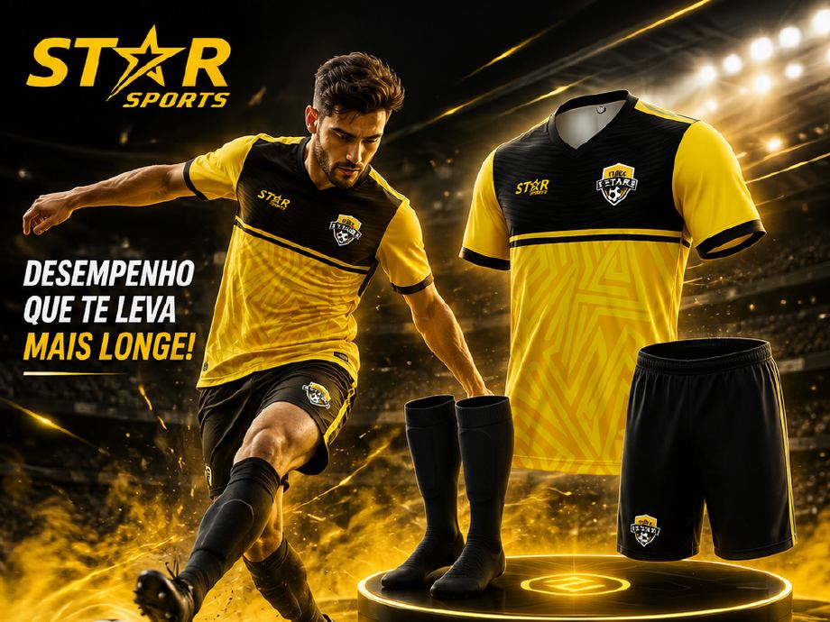 Uniforme Star Pró: camisa, calção e meião